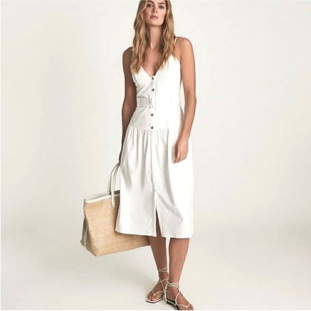 REISS NWT Vita Button Through Midi Sundress White
Size 0 MSRP $330 - Picture 2 of 12